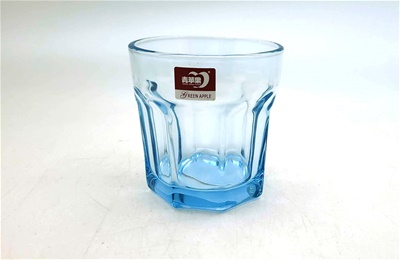 Y2301B淺藍八角玻璃杯200CC
