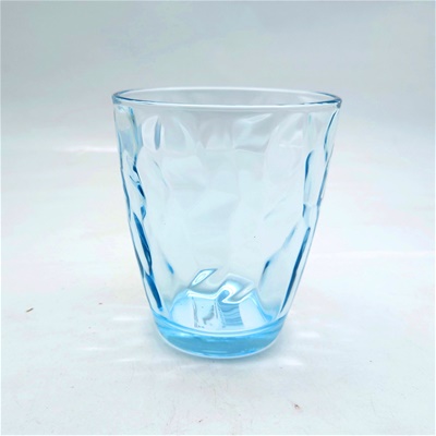 Y5012-2B玻璃淺藍條紋水杯380ML